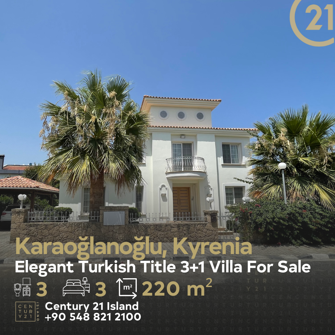 For Sale 3 +1 Turkish Deeded Villa in Karaoglanoglu Kyrenia